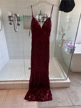 Windsor Wine Sequin Evening Dress